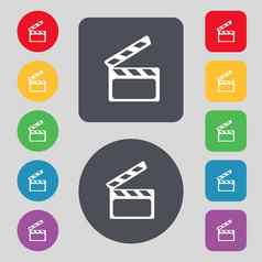电影克拉珀标志图标视频相机象征集颜色按钮