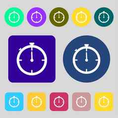 小时标志图标秒表象征彩色的按钮平设计