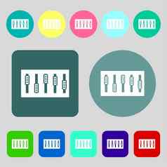 控制台混合处理按钮图标象征彩色的按钮平设计
