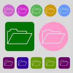 文档文件夹标志会计粘结剂象征彩色的按钮平设计