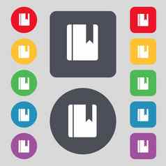 书书签图标标志集彩色的按钮平设计