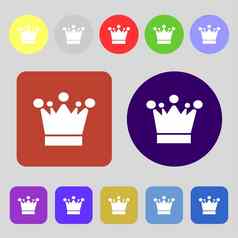 皇冠图标标志彩色的按钮平设计