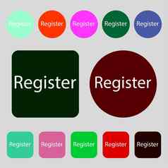 注册标志图标会员象征网站导航彩色的按钮平设计