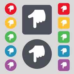 指出手图标标志集彩色的按钮平设计