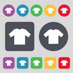 t恤图标标志集彩色的按钮平设计