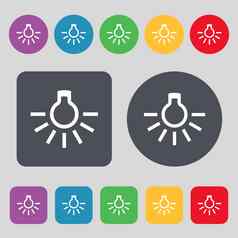 光灯泡图标标志集彩色的按钮平设计