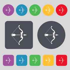 弓箭头图标标志集彩色的按钮平设计