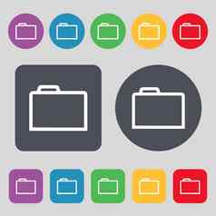 文件夹图标标志集彩色的按钮平设计