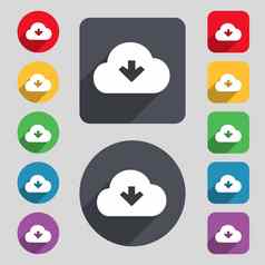 下载云图标标志集彩色的按钮长影子平设计