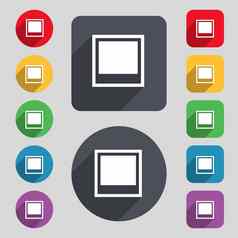 照片框架模板图标标志集彩色的按钮长影子平设计
