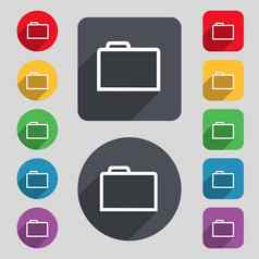 文件夹图标标志集彩色的按钮长影子平设计