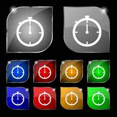 小时标志图标秒表象征集色彩鲜艳的按钮