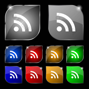 无线网络无线网络无线网络图标标志集这色彩斑斓的按钮眩光