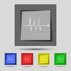 心电图监控标志图标心垮掉的一代象征集色彩鲜艳的按钮
