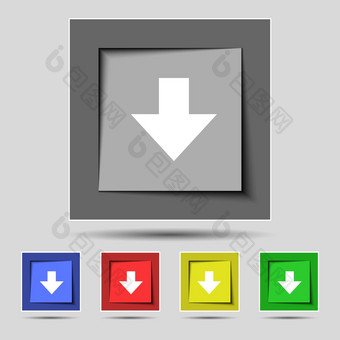 下载标志下载平图标负载标签集色彩鲜艳的按钮
