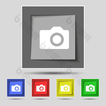 数字照片<strong>相机</strong>图标标志原始彩色的按钮