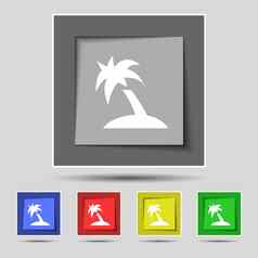 棕榈树旅行旅行图标标志原始彩色的按钮