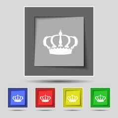 皇冠图标标志原始彩色的按钮