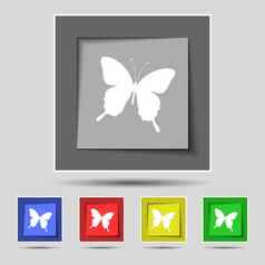 蝴蝶图标标志原始彩色的按钮