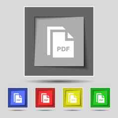 文件PDF图标标志原始彩色的按钮