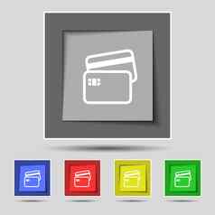 信贷卡图标标志原始彩色的按钮