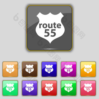路线高速公路图标标志集11彩色的按钮网站