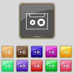 盒式磁带标志图标磁带上象征集颜色按钮