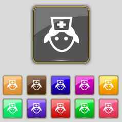 护士图标标志集11彩色的按钮网站