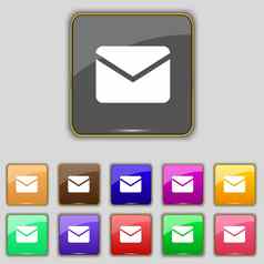邮件信封消息图标标志集11彩色的按钮网站