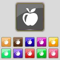 苹果图标标志集11彩色的按钮网站