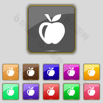 <strong>苹果图标</strong>标志集11彩色的按钮网站
