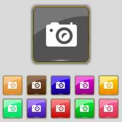 数字照片相机图标标志集11彩色的按钮网站