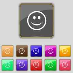 微笑快乐脸图标标志集11彩色的按钮网站