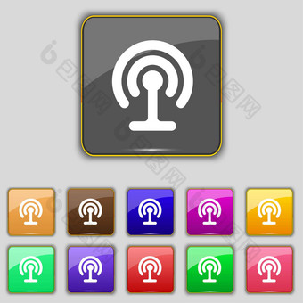 无线网络图标标志集11彩色的按钮网站
