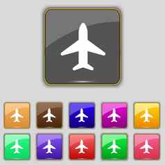 飞机飞机旅行飞行图标标志集11彩色的按钮网站