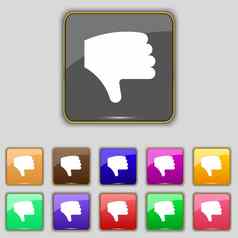 不喜欢拇指手手指图标标志集11彩色的按钮网站