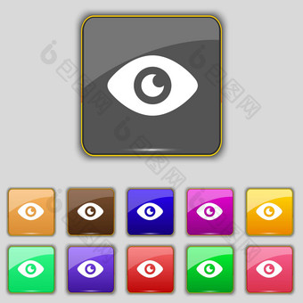 眼睛<strong>发布内容</strong>图标标志集11彩色的按钮网站