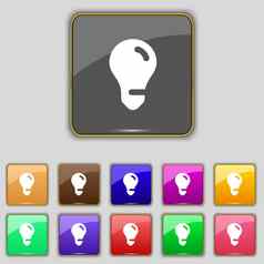光灯泡的想法图标标志集11彩色的按钮网站
