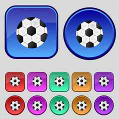 足球球标志图标足球体育运动象征集色彩鲜艳的按钮