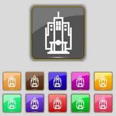 摩天大楼图标标志集11彩色的按钮网站