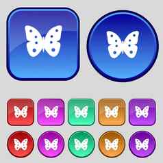 蝴蝶标志图标昆虫象征集色彩鲜艳的按钮