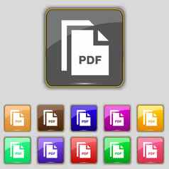 文件PDF图标标志集11彩色的按钮网站