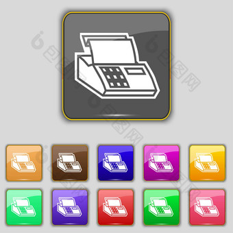 现金注册机图标标志集11彩色的按钮网站