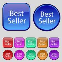 卖方标志图标畅销书奖象征集彩色的按钮