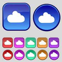 云标志图标数据存储象征集色彩鲜艳的按钮