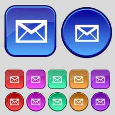 邮件图标信封象征消息标志导航按钮集颜色按钮