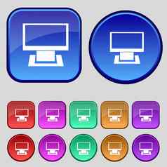 电脑宽屏监控标志图标集色彩鲜艳的按钮现代网站导航