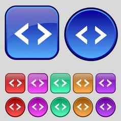 代码标志图标程序员象征集彩色的按钮