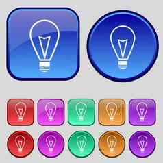 光灯标志图标的想法象征lightis集彩色的按钮