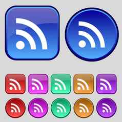 无线网络无线网络无线网络图标标志集十二个古董按钮设计